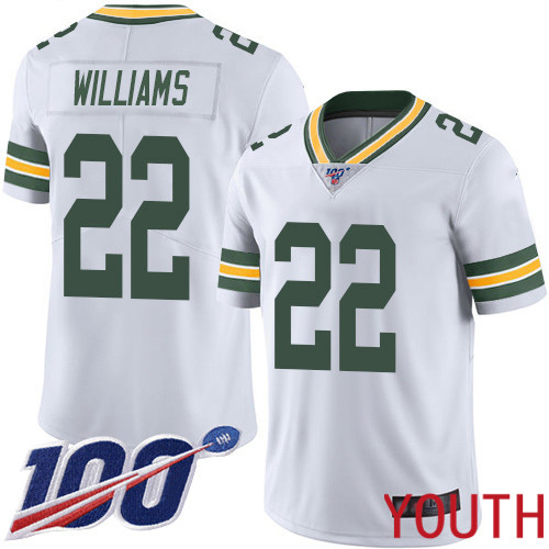 Green Bay Packers Limited White Youth #22 Williams Dexter Road Jersey Nike NFL 100th Season Vapor Untouchable->youth nfl jersey->Youth Jersey